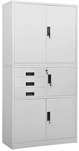 MNISDFL Mehrzweckschrank Sideboard Küche Beistellschrank Büroschrank Hellgrau 90x40x180 cm Stahl