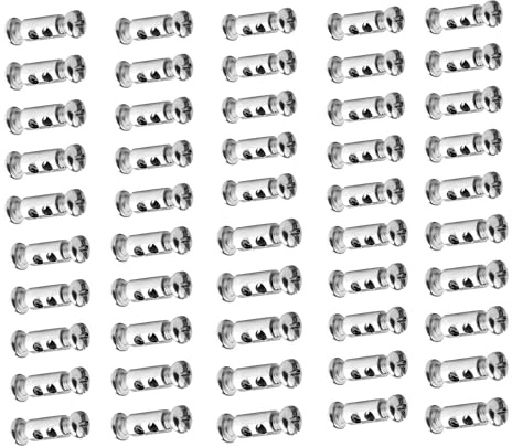 MEZOKUCEL 50 Pezzi Clip per Fune Metalliche per Funi Metalliche e Cavi di Diametro 1-2 mm, Morsetto per Fune con Tappo a Vite Terminale, Morsetti Doppi per Cavo in Acciaio e Filo