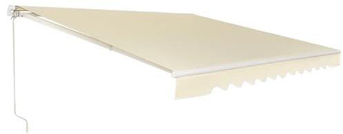 HOMASIS Toldo retráctil con manivela, Toldo de Pinza Regulable en ángulo con protección UV, Toldo con Brazo Plegable articulado para balcón, jardín, Patio y terraza (300x250cm, Beige)