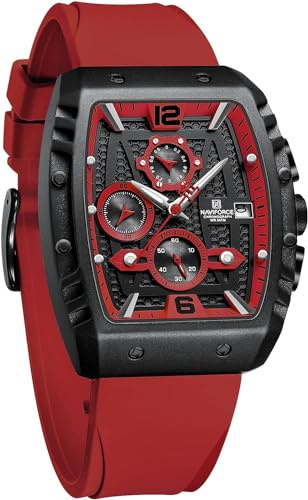 NAVIFORCE Reloj deportivo impermeable con cronógrafo para hombre, correa de silicona colorida, reloj de pulsera de cuarzo con fecha automática