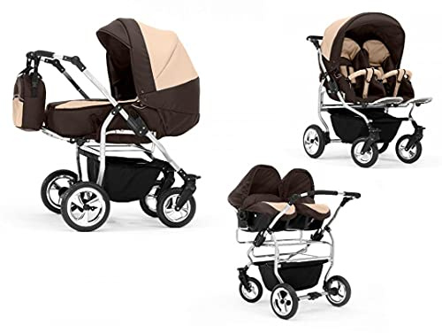 Zwillingskinderwagen 4 in 1 Duo inkl. Autositze - 13 Teile - in 20 Farben