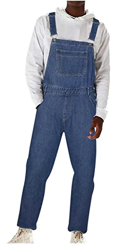 Zeiayuas Salopette De Travail Homme Technologie Multi-Poches Denim Jeans Salopette Baggy Réglable Salopette Décontractée Coupe Lâche Barboteuses Combinaisons en Plein Air Grande Taille 2024