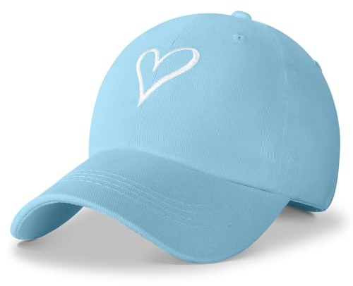 HeyCaps Baseball Cap Damen mit Herzförmiges Stickmuster Baumwolle Mütze Verstellbarem Kappe Outdoor Sports Cap