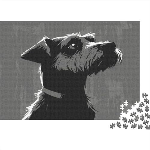 Cartoon Grauer Hund Puzzle Erwachsene Holz Puzzles 1000 Teile Rätsel Große Herausforderndes Geschicklichkeitsspiel Für Die Ganze 1000pcs (75x50cm)