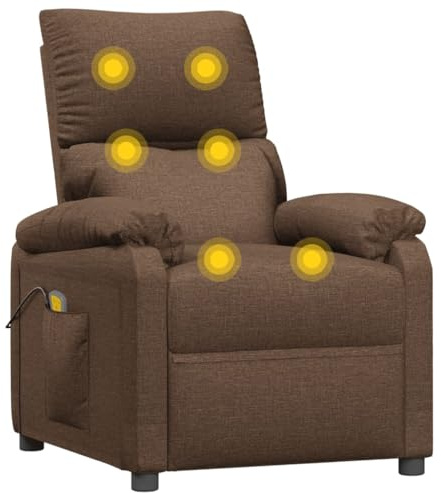 vidaXL Massagesessel, Sessel Verstellbare Rückenlehne Fußteil, Fernsehsessel Relaxsessel mit Liegefunktion, Liegesessel Polstersessel Ruhesessel, Braun Stoff