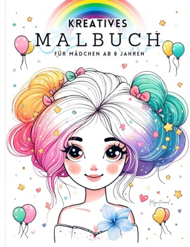 Kreatives Malbuch für Mädchen (ab 8 Jahre) - Das Geschenk für Kinder und Teenager: 50 entzückende Motive (Tiere, Pferde, verspielte Muster) zur Zen-inspirierten Beschäftigung