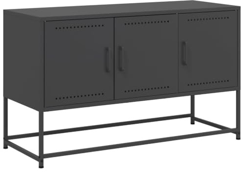 vidaXL TV Cabinet, Lowboard for TV, TV Stand with Storage Space, TV Furniture TV Cabinet for Living Room, Industrial Style, Black Steel