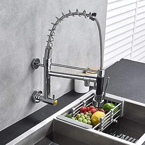 Faucet Chrome Rubber Kitchen Faucet Wall-Mounted Thermostat Faucet 360 Degree Swivel Drop-Down Sprinkler Faucet