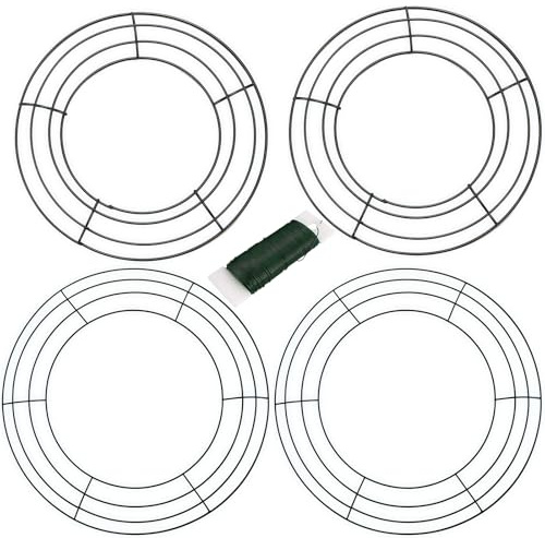 4 Pack Green Christmas Wire Wreath Rings 12inch 8inch Metal Wreath Frame,30cm 20cm Large Round Wire Wreath Frame for Christmas Wreath Making Rings Base,Wedding Garland Ring,Garden, Home DIY Crafts