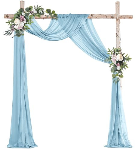 Ghope Cortina de arco de boda, cortina transversal de tul transparente, cortina de fondo de boda, cortina de arco de boda, decoración para fotografía, fiesta, boda, arco, ceremonia