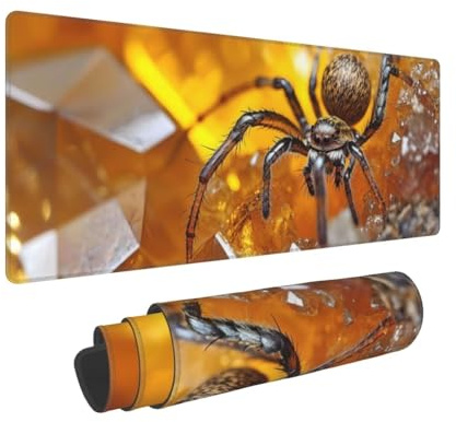 Gaming Mauspad XXL 800x300x3 mm Spinne Große Gaming Tastatur Matte, Wasserdicht schreibtischunterlage, Genähte Kanten rutschfeste Gummibasis Erweiterter Schreibtisch Schutz Für Home Office B-391