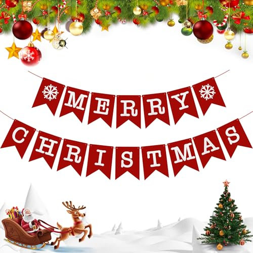 Leuceiy Cartel de Feliz Navidad, pancartas de Navidad para chimenea, decoración de pared de Navidad, decoración de Navidad para interiores, decoración de Navidad colgante para el hogar