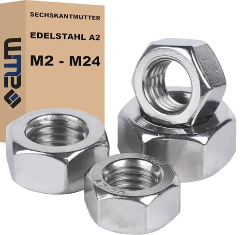 Sechskantmuttern DIN 934 Edelstahl V2A AISI 304 (rostfrei) Muttern Edelstahlmutter (25, M24)
