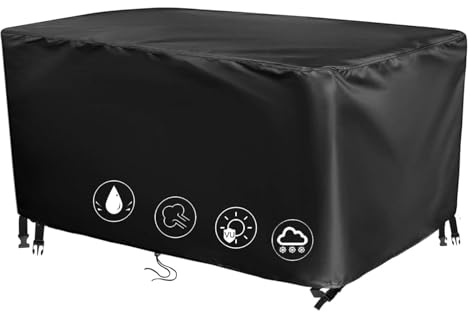 Housse de Protection ImperméAble pour Meubles de Jardin 190x120x70cm/LxWxH Bache Table Exterieur, Housse Salon de Jardin Carré, pour Bache Salon de Jardin Exterieur, Anti-UV, Coupe-Vent