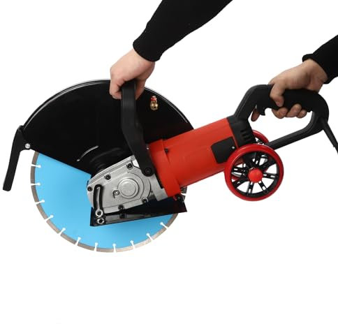 HuKaiL Elektrische Betonfräse, 3000RPM Betonsäge Betonschneider mit 350mm Scheibendurchmesser und Einstellbare 135mm Schnitttiefe, Steinsäge Nassschneider Mauersäge für Stein, Beton, Asphalt