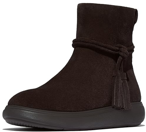 Fitflop IQ-comff Tassel Suede Short Boots, Stivaletto Donna, Marrone Cioccolato, 37.5 EU