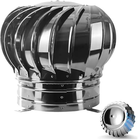 Comignoli girevoli, Aspiratore Fumi Girevole Inox Ventilatore da tetto non elettrico Ventilatore a turbina zincato(11cm/4.3inch)