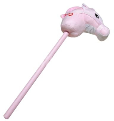 ＡＷＨＡＯ Steckpferd, Plüschtierkopf, Leicht, mit Stange, Rollenspiel, Handgefertigtes Steckenpferd auf Einem für Kinder Ab 3 Jahren, Rosa
