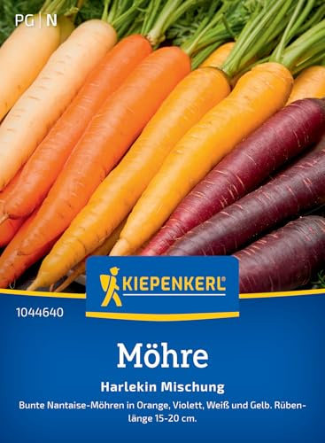Kiepenkerl Möhrensamen Harlekin Mischung, F1 1044640 - Bunte Karottenmischung für Gartenvielfalt, Vielfalt in Farbe & Geschmack, Gemüsesamen für 6-7 lfd. Meter