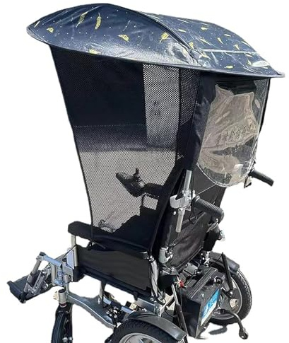 Schirmdach für elektrische Rollstuhl, winddicht und atmungsaktiv, verstellbares Sonnenschutz, wärmeisolierend, mehrschichtiger Schutz, universelle Passform, Polyester/Nylon