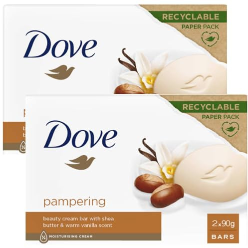 Dove Beauty Cream Bar Seife, fest, verschiedene Düfte, 2 x 90 g (2 Einheiten, Vanille und Karité)