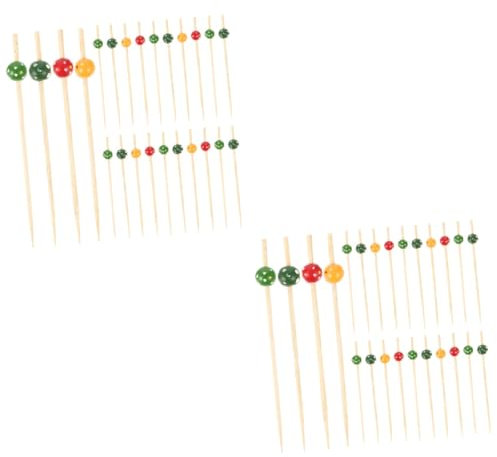 Alipis 2 Series Palito De Fruta Desechable Brochetas Alimento Selecciones De Cóctel Servicio Palos Palillo De Aperitivo Palitos De Coctel Barman De Frutas 100 Piezas*2