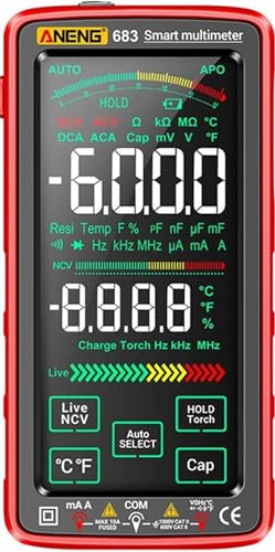 683 FullScreen Digital Multimeter TouchScreen USB Li-battery Charging,with Intelligent Touch Screen,Digital Multimeter Tester(Black)