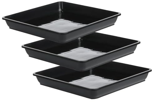 Jorzer Lot de 3 soucoupes carrées de 30 x 30 cm d'épaisseur pour l'extérieur et l'intérieur - Assiettes pour récupérer l'eau pour plantes en pot