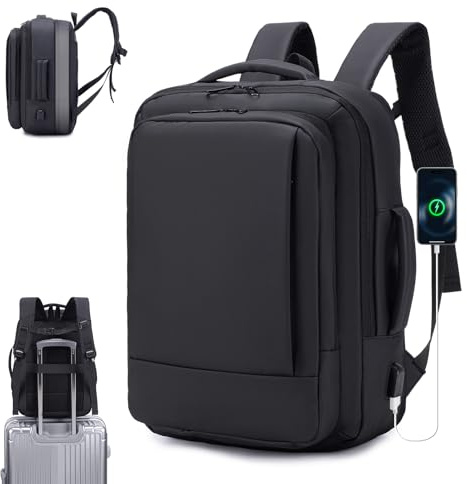 SUCIKORIO 40x30x15cm British Airways Air France Erweiterbarer 10cm 40x30x25cm Reiserucksack Handgepäck Flugzeug Wasserdichter Travel Laptop Rucksack 15,6 Zoll Mit USB Daypack Für Damen Herren Reisen