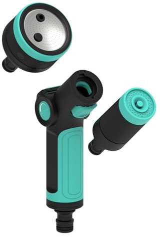 Pistola de Riego de Jardín,Pistola de Metal con 10 Modos Pulverizar Ajustable Pistola de Agua Jardin De Mano De Alta Presión,para Limpieza de Autos,Duchas de Mascotas,Riego de Césped (Verde claro)