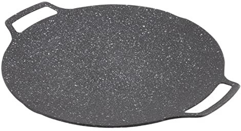 Saluaqui Piatto Barbecue Coreano Antiaderente - Padella di Frittura Teppanyaki Circolare da 30 Cm per Grill a Casa e all'aperto - Strumento di Grigliatura in Lega di Alluminio per Stufa a Gas (Tipo