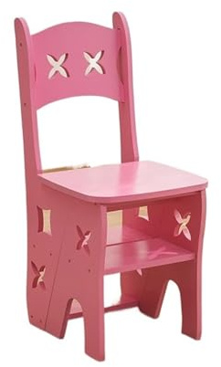 Sgabello pieghevole multifunzionale in legno massello for uso domestico, sedia a doppia scala, for interni, mobile, a quattro gradini(LIGHT GRAY)