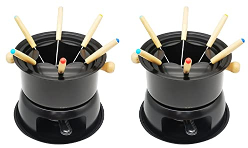 Uikdjgu 2X Set per Fonduta al Cioccolato Set per Fonduta Multifunzione in Acciaio al Carbonio per Gelato al Cioccolato
