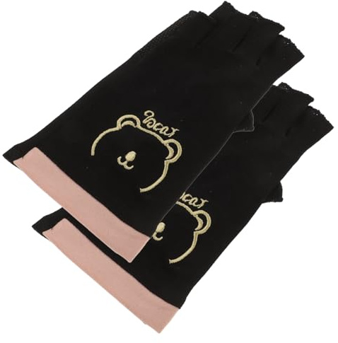 OUNONA UV Nail Gloves Fingerless Black Anti-uv Protection Gloves for Manicure and Nail Art Breathable for Women Cycling and Outdoor Beauty Care