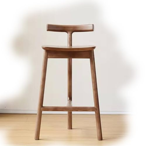 Chaises de bar modernes en bois massif pour la maison, la cuisine, tabourets de comptoir sans accoudoirs avec repose-pieds et dossier, design élégant en noyer, parfaits pour les repas et les