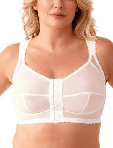 Vivisence Donna Reggiseno Morbido Senza Ferretti Chiusura Frontale Sostegno, Bianco,11E