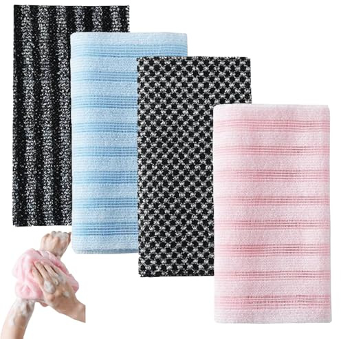 Japanisch Peeling Duschtuch, 4PCS Rückenschrubber Peeling Handtuch, Tiefenreinigung Waschlappen Rücken Schrubber Peelings Handtücher, Körper Peelings Reinigung Waschlappen, Für Männer Frauen
