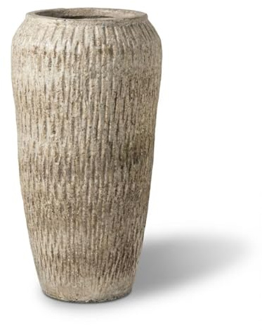 Provencelia Pompadour Pflanztopf Weißer Tiger, Größe: XL - Durchmesser: 36 cm x Höhe: 69 cm, frostfest, handgefertigt, hochwertiger Blumenkübel mediterran für Outdoor Indoor