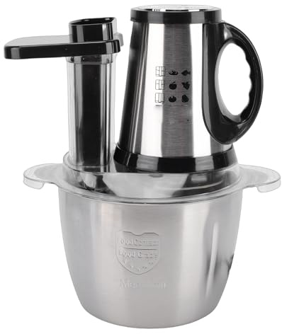 Asixxsix Robot Culinaire électrique, Hachoir électrique en Acier Inoxydable 300 W 3 L avec Moteur 300 W, pour Trancher, Déchiqueter, Hacher la Purée, Hachoir à Viande pour Fruits (Prise UE)