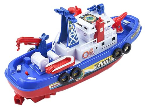 UEXEDO Feuerwehrboot elektrisches Spielzeug, mit Wasserstrahl, Licht und Musik – Badespielzeug und Pool für Kinder, regt die Fantasie an, für Mädchen und Jungen von 3 bis 8 Jahren