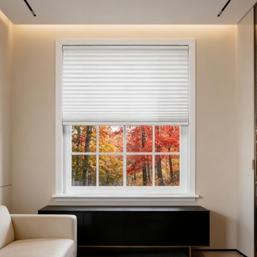 Tende Plissettate 52 x 110 cm Senza Foratura, Montaggio a Clip, Protezione Solare, Privacy, Impermeabili, Antipolvere Tende a Soffietto per Bagno, Soggiorno, Cucina, Bianco