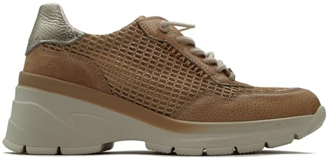 HISPANITAS - Zapatos Deportivos,Sneakers de Piel con cordón elástico,de cuña,Suela de Goma,Rejilla,Calado para: Mujer