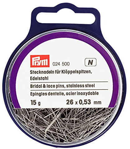 Prym Klöppelstecknadeln, Edelstahl, silberfarbig, 26 x 0,53mm, 024500