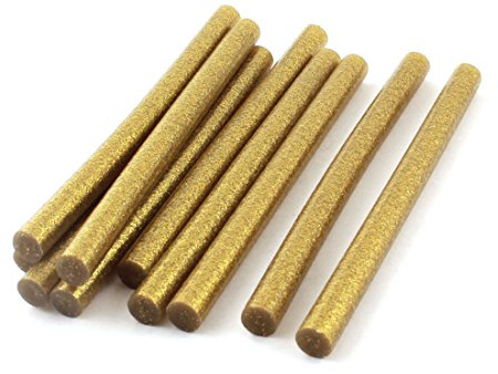 sourcing map 10 Stück Heißklebestift 11mm x 150mm Heißkleber Klebestifte EVA Klebesticks Heissklebepistole für Klebepistole DIY Ersatzsticks Holz Kunststoff Handwerk Regenbogen-Glitzer Gold
