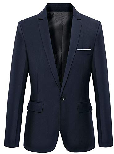 Benibos Mens Slim Fit Casual One Button Blazer Jacket (M, 302 Navy)