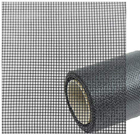 16,90€/m² Insektenschutz Gewebe Meterware Ersatz Ersatzrolle - Draht Gaze für Balkontür, Fenster groß + Türen, Netz Rolle in Schwarz - individuell zuschneidbar – Innen + Außen aus Fiberglas 120 cm 85%