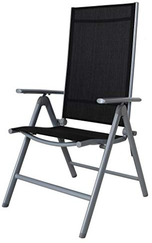 Chicreat 80510 High-Back Folding Camping Chair, Grey/Black, Aluminium, 67 x 59 x 113 cm