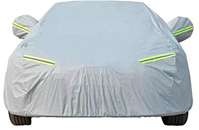Autoabdeckung Vollgarage Autoplane Wasserdicht Auto Abdeckplane Winter & Sommer Allwetterschutz，Grau，L für Hatchback-Länge (410 bis 430CM)
