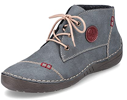 Rieker dam bekväma skor 52540, halvskor med snörning för kvinnor, Blå 14, 40 EU