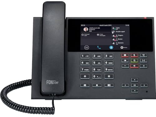 Auerswald COMfortel D-400 Téléphone VoIP Filaire répondeur téléphonique, Fonction Mains Libres, PoE, Port Casque écran Couleur Tactile Noir